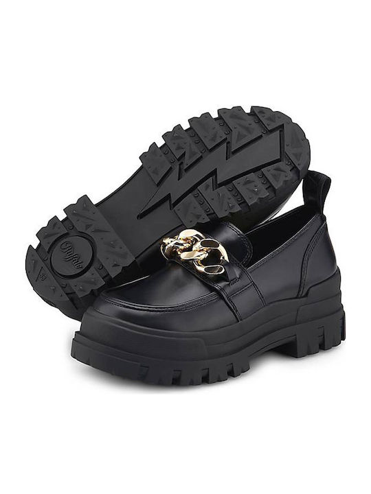 Aspha Δερμάτινα Γυναικεία Loafers σε Μαύρο Χρώμα