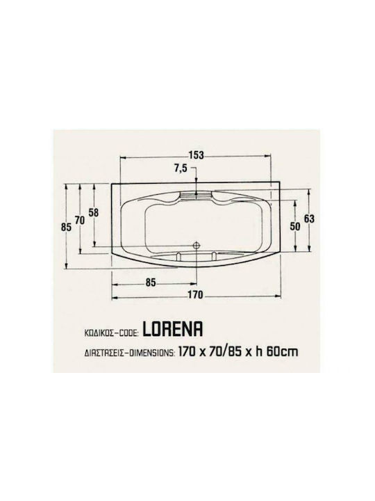 Sanitec Lorena Μπανιέρα Ακρυλική 170x70x60cm