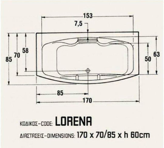 Sanitec Lorena Badewanne Acryl 170x70cm
