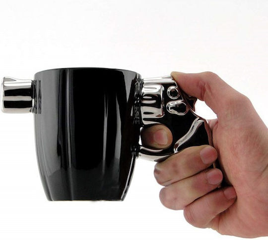 Revolver Κούπα Κεραμική Μαύρο-Ασημί 350ml