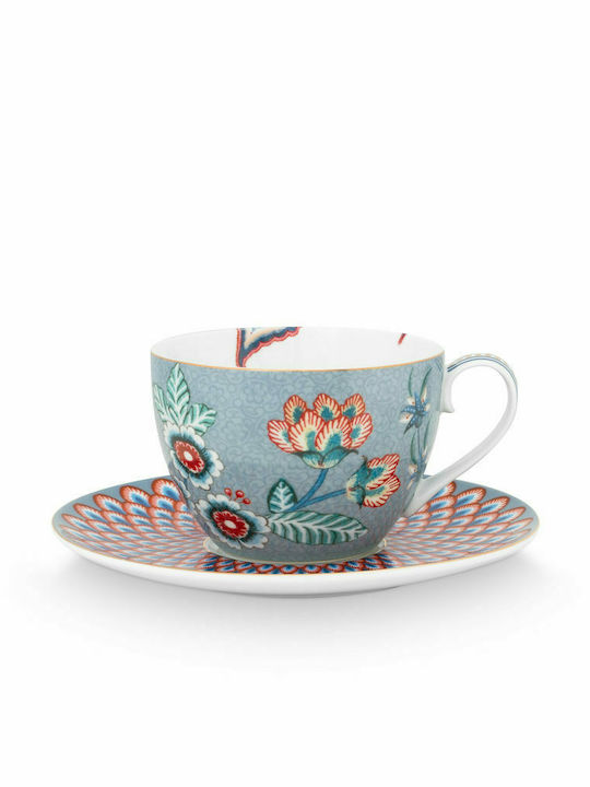 PiP Studio Flower Festival Porcelain Tea Cup Set 280ml Blue 2pcs