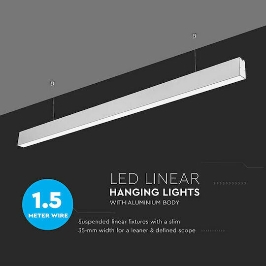 V-TAC LED Комерсиално Линейно Осветление Светило Таван 40W Неутрално бяло IP20 Ш120xД3.5xВ6.7см.