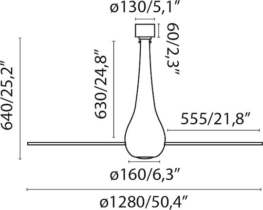 Faro Barcelona Eterfan M 3000K Ceiling Fan 128cm with Light Fixture Shiny White / Transparent