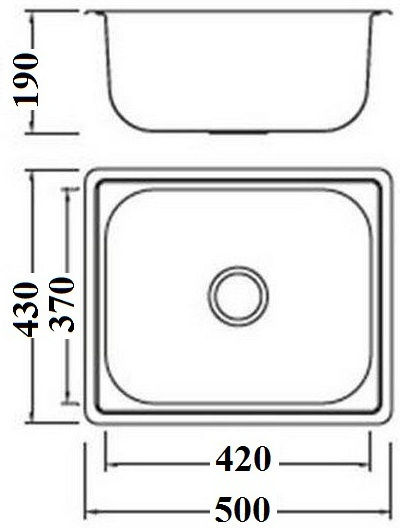ICK5042 Drop-In Sink Inox Satin W50xD43cm Silver