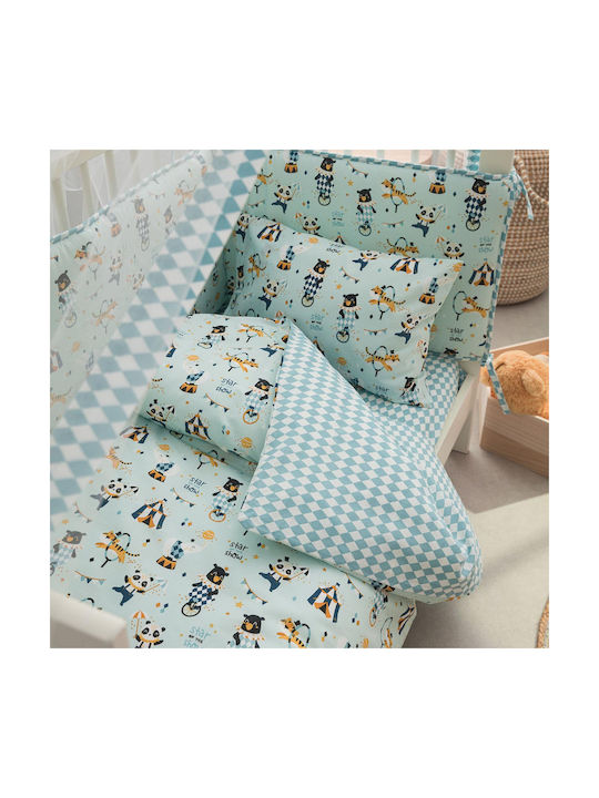 Vesta Home Circus Baby Sheets Set Cradle Cotton Turquoise 70x125cm 3pcs 000008217