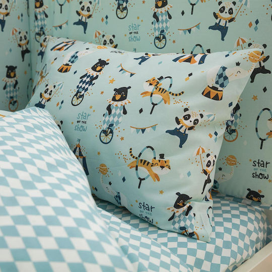 Vesta Home Circus Комплект Бебешки Чаршафи За Количка Памучни Тюркоазен 120x165бр 3бр
