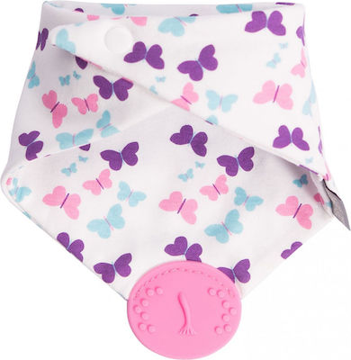 Cheeky Chompers Butterfly World Bandana Fabric with Button Pink for 2 m+