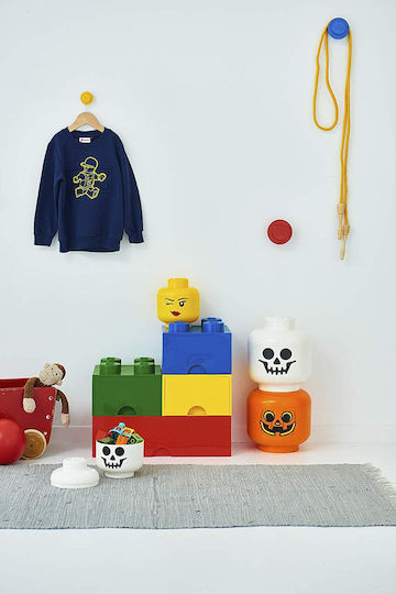 Room Copenhagen Παιδικό Κουτί Αποθήκευσης από Πλαστικό Lego Skeleton Λευκό 24x24x26cm