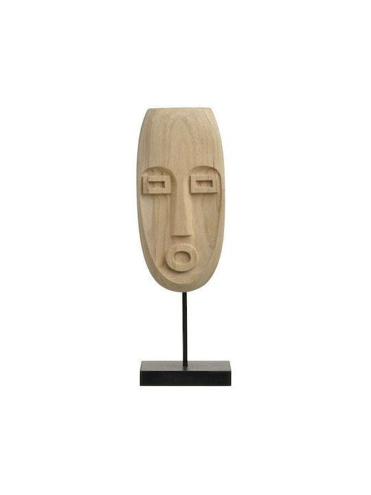 Click Decorative Statuette made of Wood Mask in Beige/Black 15x8x47cm 1pcs