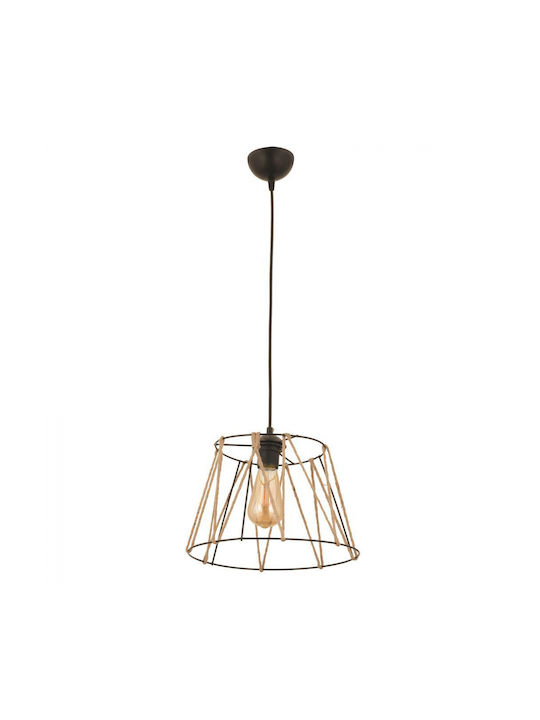 HomeMarkt Pendant Light Single-Light with Rope for Socket E27 Black