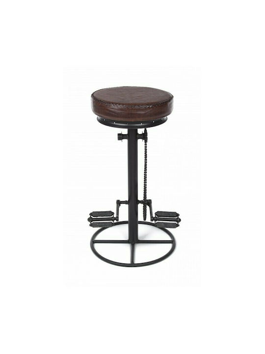 Stool Bar Leather Cycle Brown 41x41x80cm