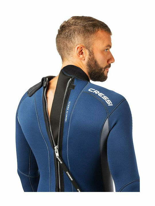 CressiSub Fast All-in-One Jumpsuit Wetsuit Double-Lined with Zip Blue / Grey 3mm