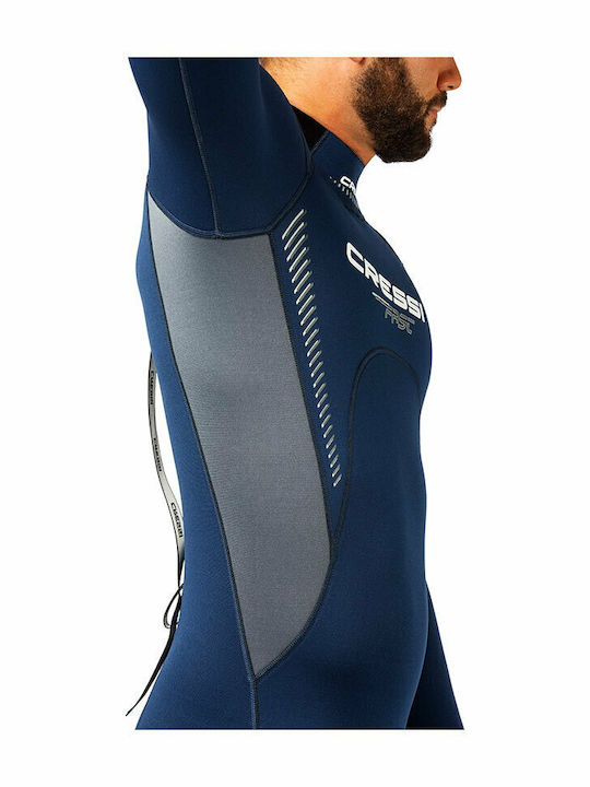 CressiSub Fast All-in-One Jumpsuit Wetsuit Double-Lined with Zip Blue / Grey 3mm