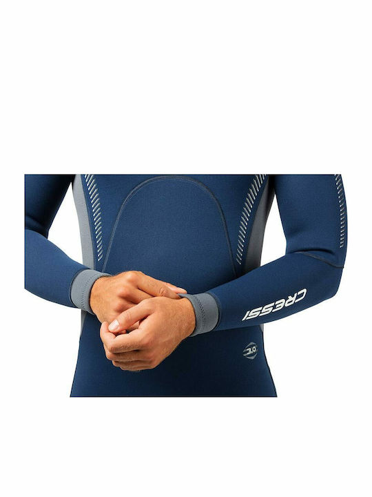 CressiSub Fast All-in-One Jumpsuit Wetsuit Double-Lined with Zip Blue / Grey 3mm