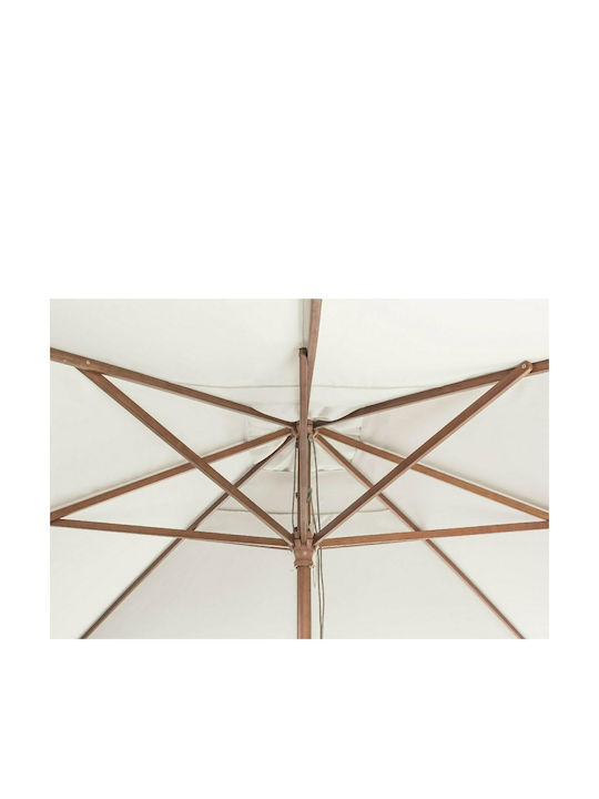 Syros Professional Garden & Terrace Floor Wooden Square Parasol Ecru 0795423