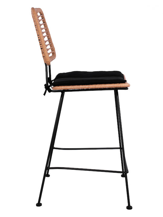 Σκαμπό Μπαρ Εξωτερικού Χώρου Rattan Allegra Καφέ 55x56x107cm