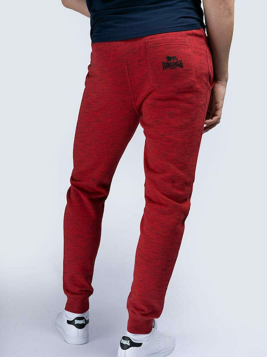 Lonsdale Wellιngham Men's Sweatpants with Rubber Marl Red / Black