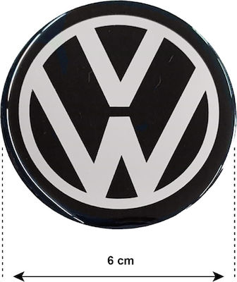 Race Axion Adhesive Badges with Enamel Coating VW 6cm for Car Rims in Black Colour 4pcs ΑΥΤ.31001