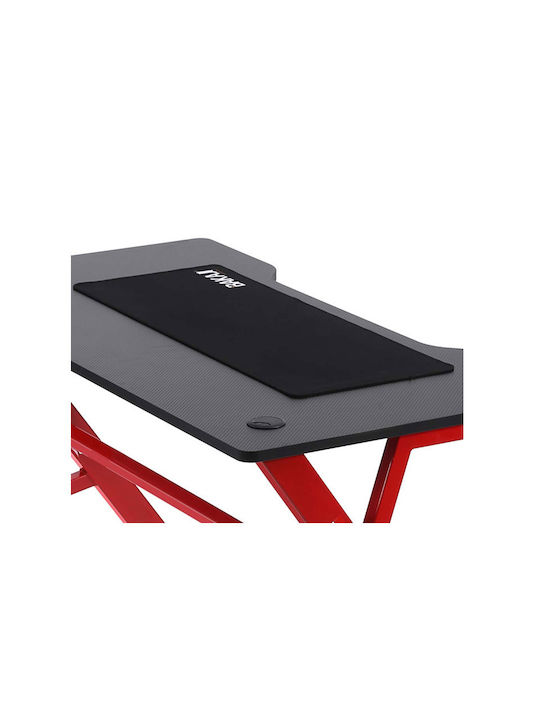 Gaming Office Wooden Red with Metal Legs 120x60x73cm