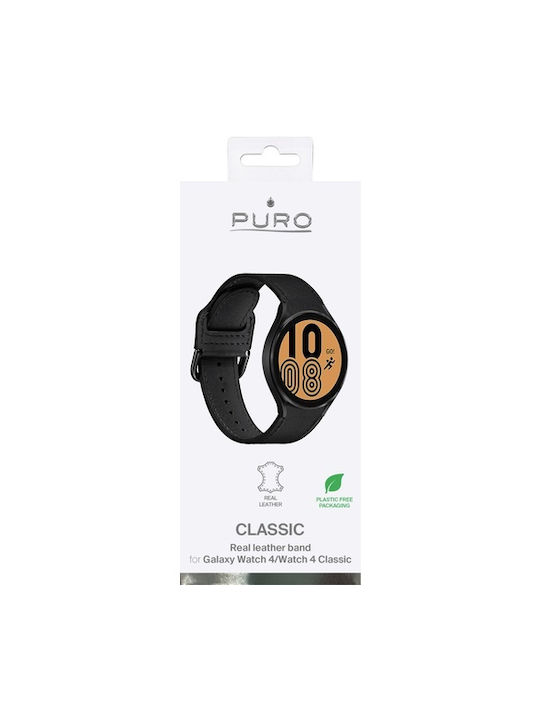 Puro Classic Λουράκι Δερμάτινο Μαύρο (Galaxy Watch4/5/6/7/FE/4 Classic/6 Classic/5 Pro)