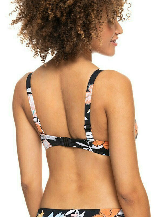 Roxy Underwire Bikini Bra Beach Classics with Adjustable Straps Anthracite Floral