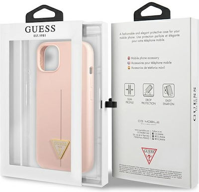 Guess Saffiano Triangle Plastic Back Cover Pink (iPhone 13 mini)