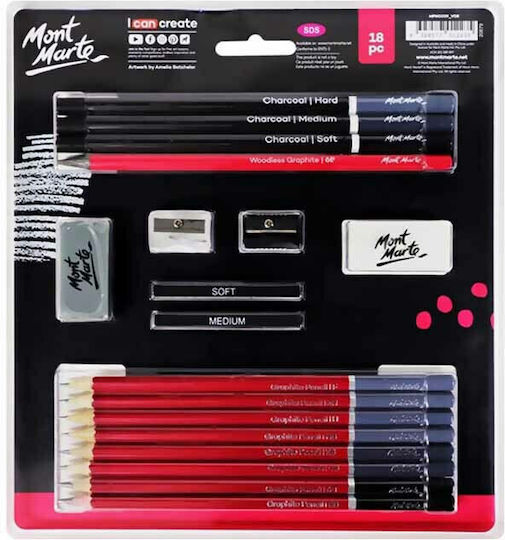 Mont Marte Pencil Set with Scraper and Eraser 18pcs