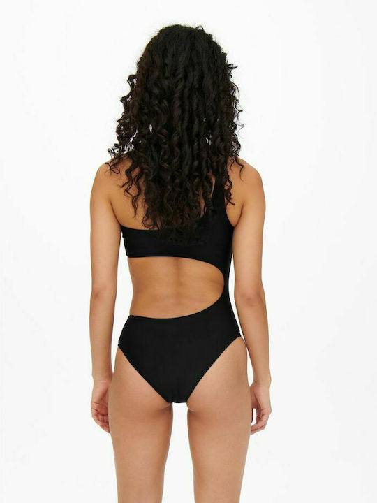 Only One-Piece Swimsuit with Cutouts & One Shoulder Black