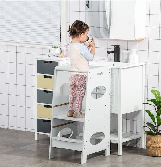 Learning Tower made of Wood Gray HomCom