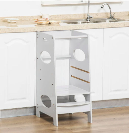 Learning Tower made of Wood Gray HomCom