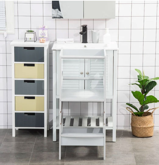 Learning Tower made of Wood Gray HomCom