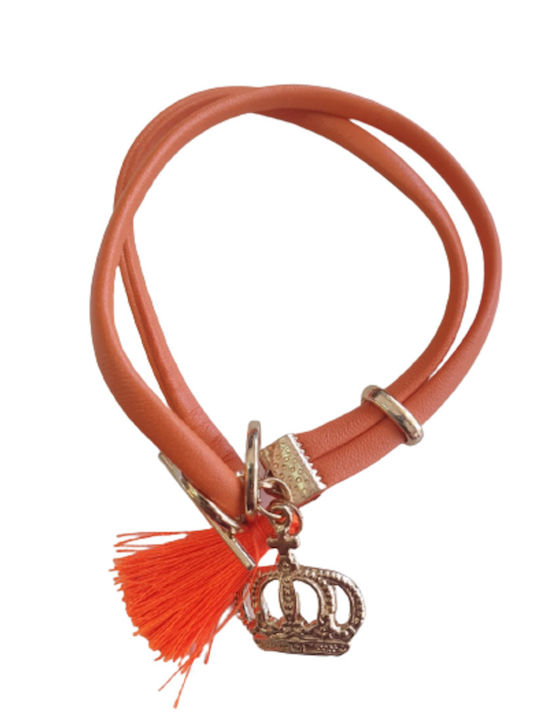 Orange Bracelet with Tassel and Crown