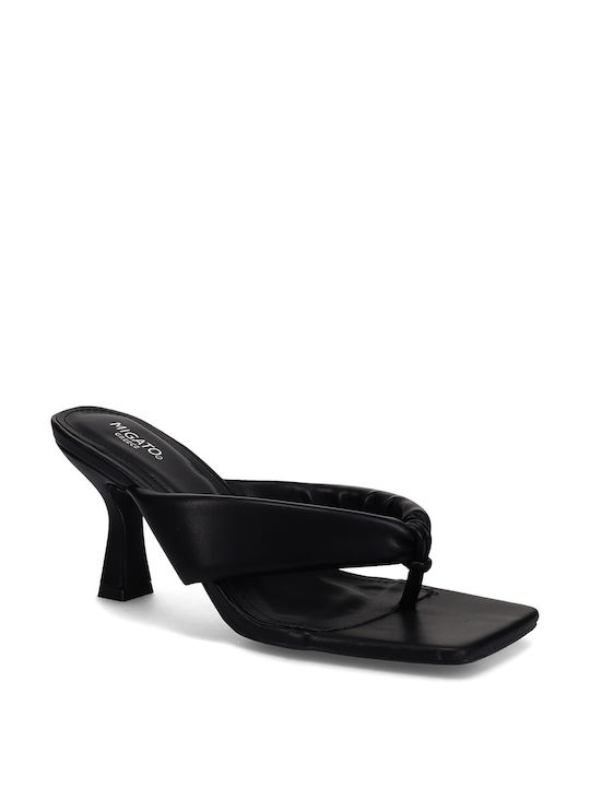 Migato Women's Sandals Black with Thin High Heel