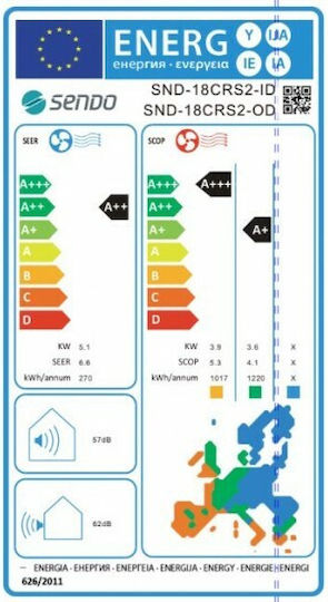 Sendo Cronus CRS2 Klimaanlage Inverter 18000 BTU A++/A+ mit WiFi und Niedrige Geräuschentwicklung