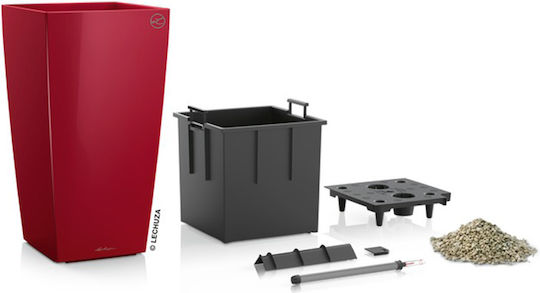 Lechuza Cubico Premium Самополивен Саксия Пластмаса Scarlet Red High-Gloss 40x40x75см.