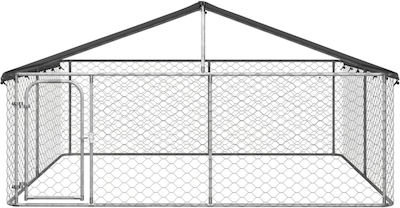 vidaXL Parc Câine cu Adăpost din Metal în Culoarea Argint 300 x 300 x 150cm. 171501