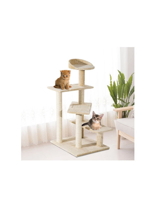 Pawhut Scratching Post Cat Trees Beige 4 levels 50x50x100cm
