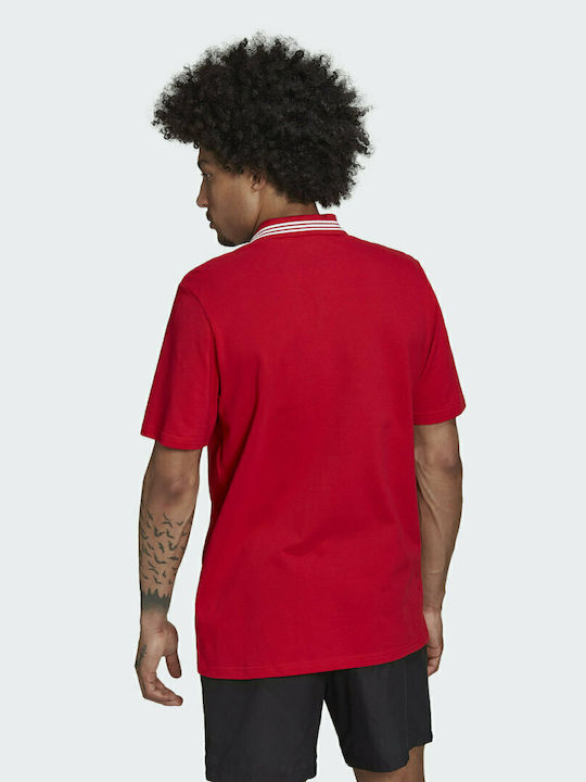 Adidas 3-Stripes Ανδρικό T-shirt Polo Κόκκινο
