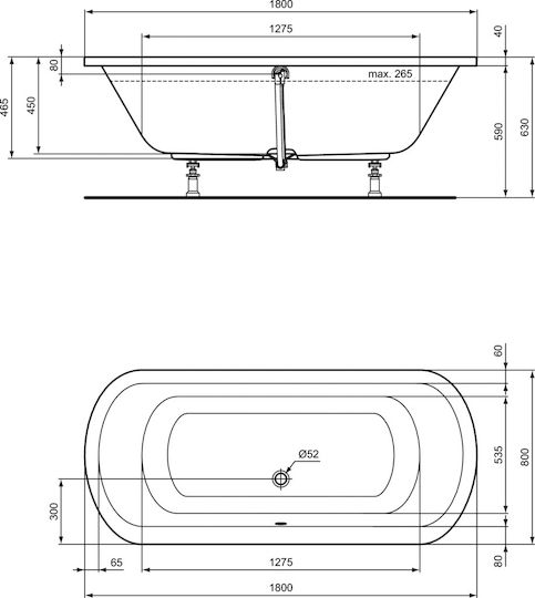 Ideal Standard Hotline Badewanne Acryl 180x80cm