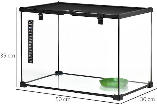 Pawhut Терариум за влечуги Терариум Черен 50x30x35см
