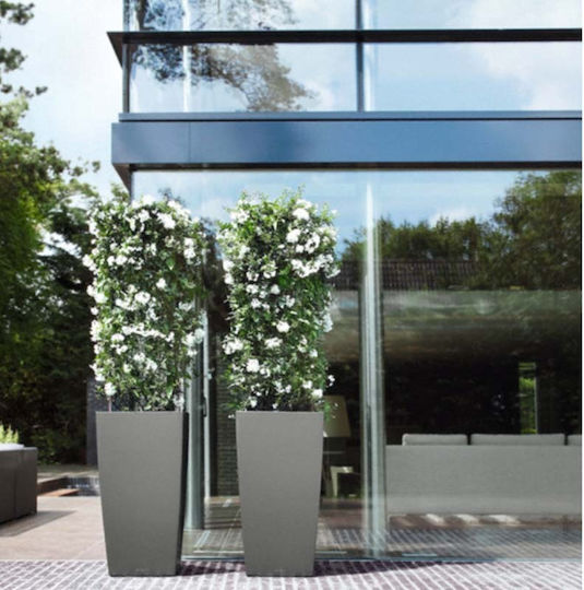 Lechuza Cubico Premium Αυτοποτιζόμενη Γλάστρα Πλαστική Charcoal Metallic 39.5x39.5x75.5εκ.