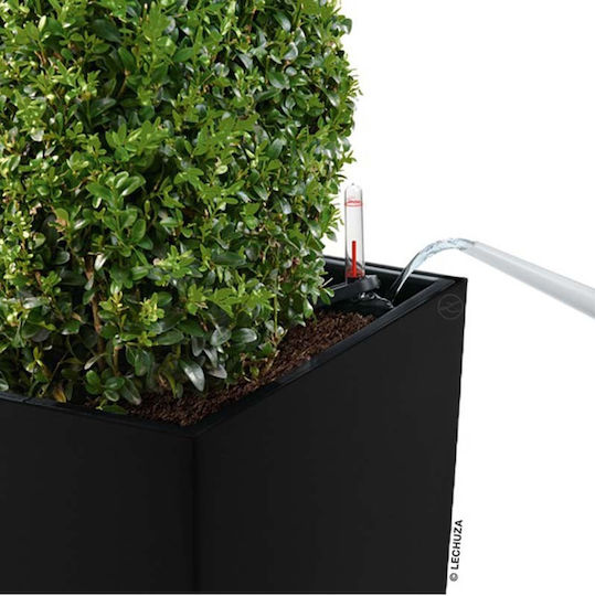 Lechuza Cubico Premium Αυτοποτιζόμενη Γλάστρα Πλαστική Charcoal Metallic 39.5x39.5x75.5εκ.