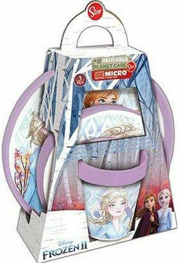 Stor Σετ Φαγητού Frozen Ii Elements από Πλαστικό με Αντιολισθητική Βάση Μωβ 3τμχ