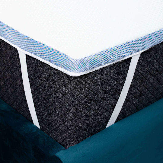 Como felt & wadding producers Mattress Topper Cool Gel Double Memory Foam with Removable Cover & Elastic Straps 140x190x4cm
