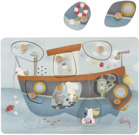 Ξύλινο Παιδικό Puzzle Σφηνώματα Sailors Bay για 1+ Ετών 7pcs Little Dutch