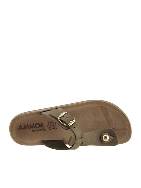 Leder Flache Sandalen für Damen Anatomisch Viola Brown