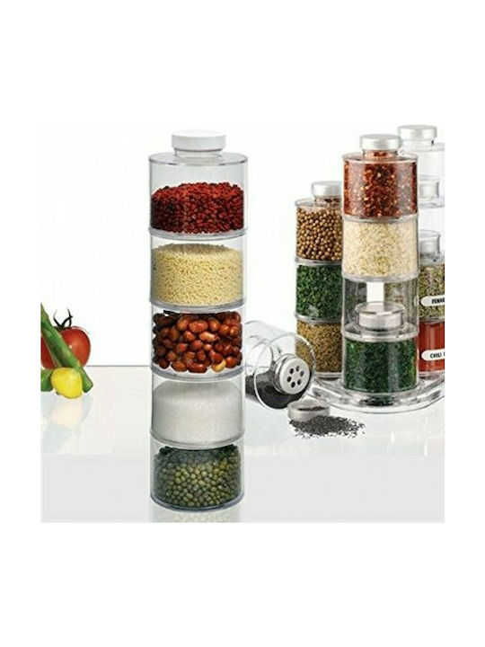 Factory Plastic Tabletop Rotating Spice Rack Spice Tower Carousel Jar Transparent 12pcs