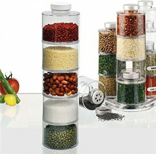 Factory Spice Tower Carousel Jar Gewürzbehälter Kunststoff auf drehbarem Ständer Transparente 12Stück 12Stück