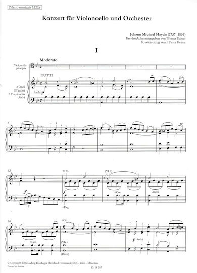 Doblinger Haydn - J.M. Konzert in B Major Παρτιτούρα για Τσέλο