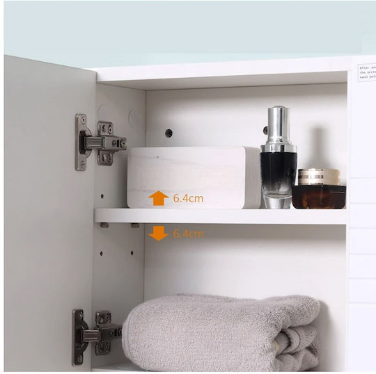 Kleankin 834-369 Square Bathroom Mirror made of MDF with Shelf & Cabinet 54x55cm White